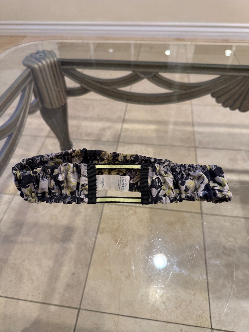 lululemon athletica Floral Ruched Headband in Navy and Yellow-Gray